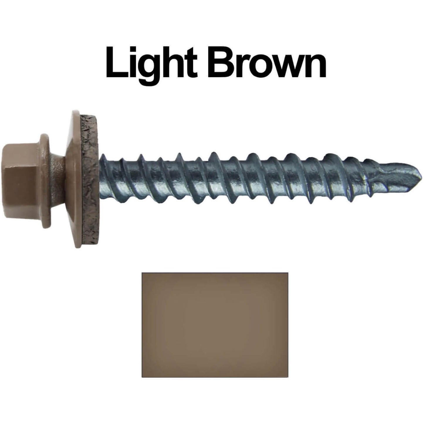 #10 x 1" Mini Driller Sheet Metal Roofing Screw - Hex Washer Head - Self starting metal to wood siding screws. EPDM washer. Colored head.
