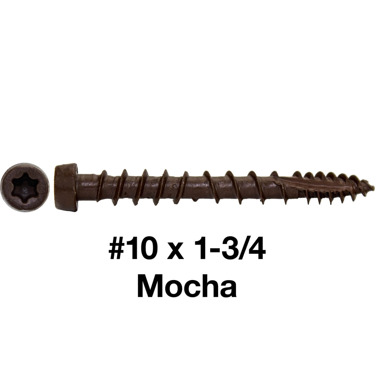 #10 x 1-3/4" Colored Composite Decking Wood Screws with Torx/Star Drive Head (T20 Bit), Exterior Coated, Compatible with Pressure Treated and ACQ Lumber
