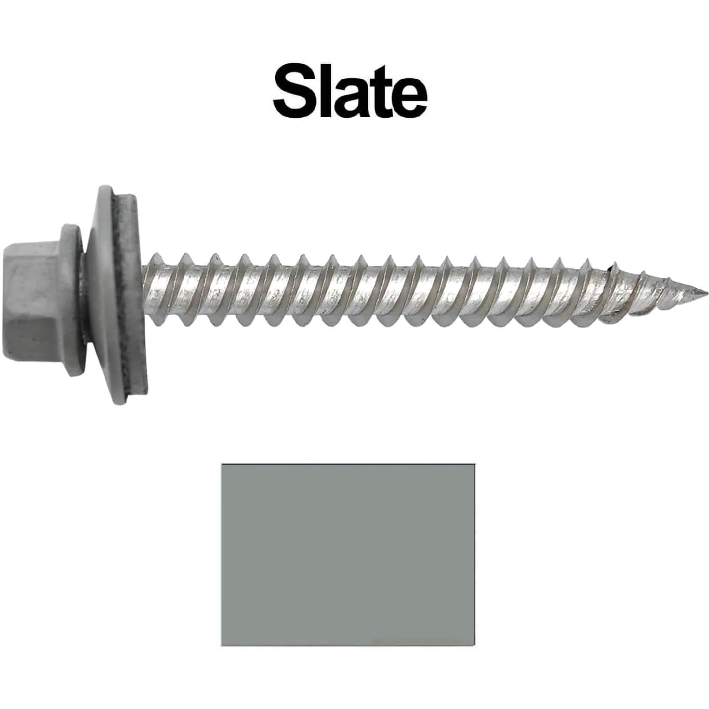 12 x 2" Stainless Steel Metal Roofing Screw - Hex ReGrip Washer Head - Self starting/self tapping - EPDM washer. Colored head.