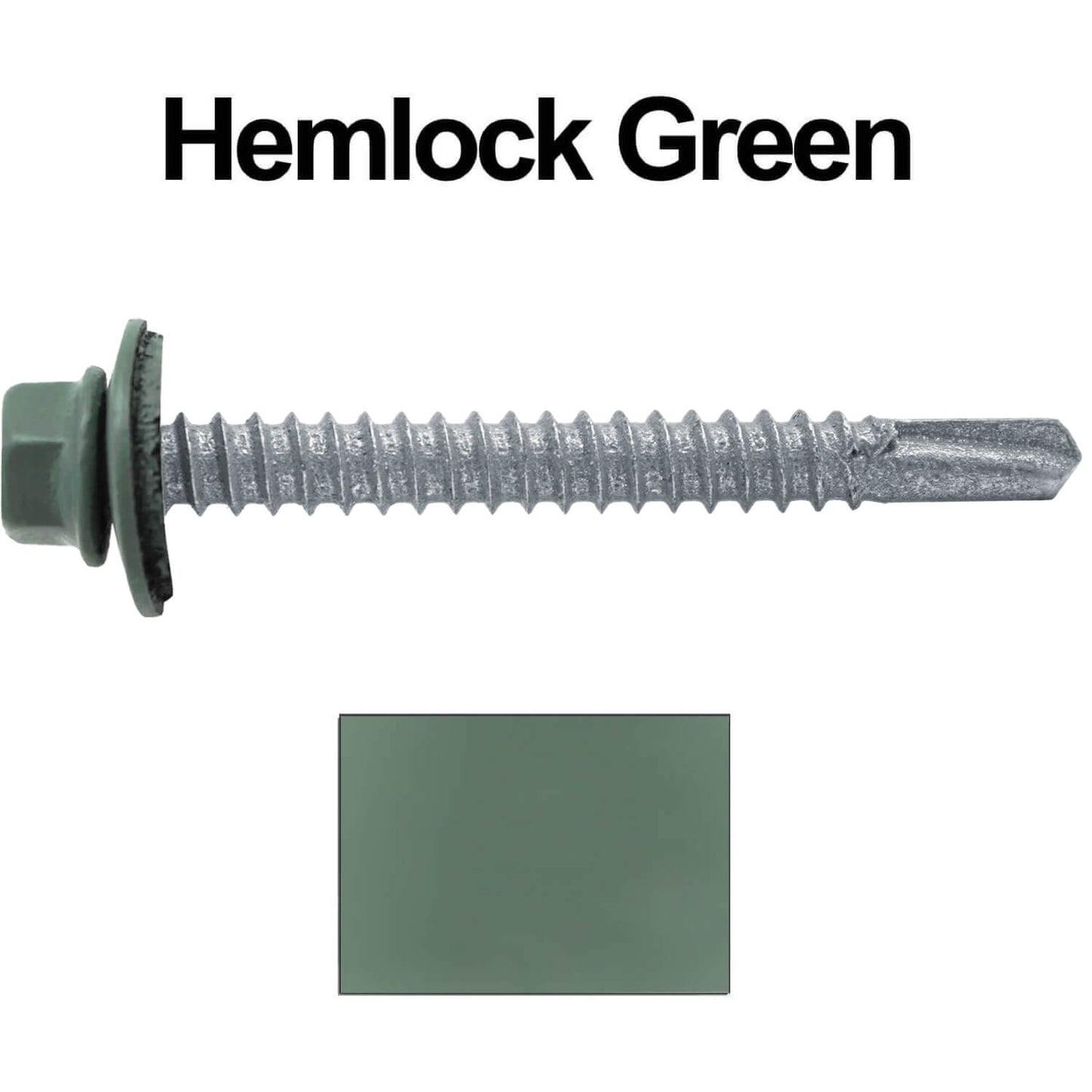 #12 x 2" Metal to Metal Type #3 Metal Roofing Screws - Hex Head Drill Point - 9/16" EPDM Washer.