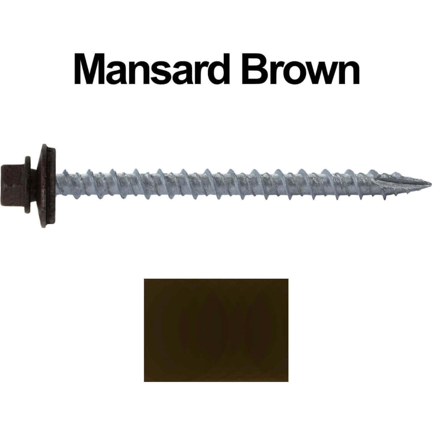 #10 x 2-1/2" Metal ROOFING SCREWS - Hex Washer Head - Self starting/self tapping - EPDM washer. Colored head.