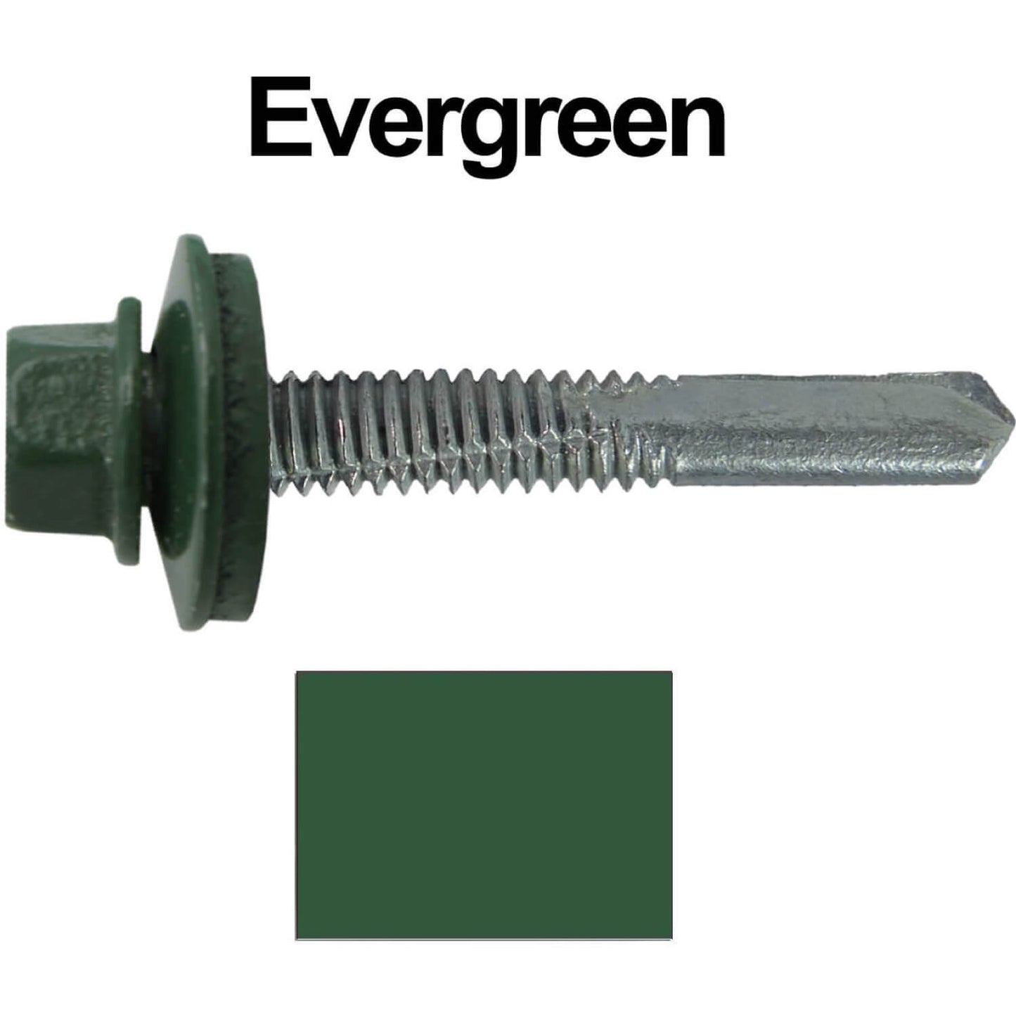 #12 x 1-1/2" Metal to Metal Type #5 Roofing Screws - Hex Head Drill Point. 9/16" EPDM Washer. Colored Head.
