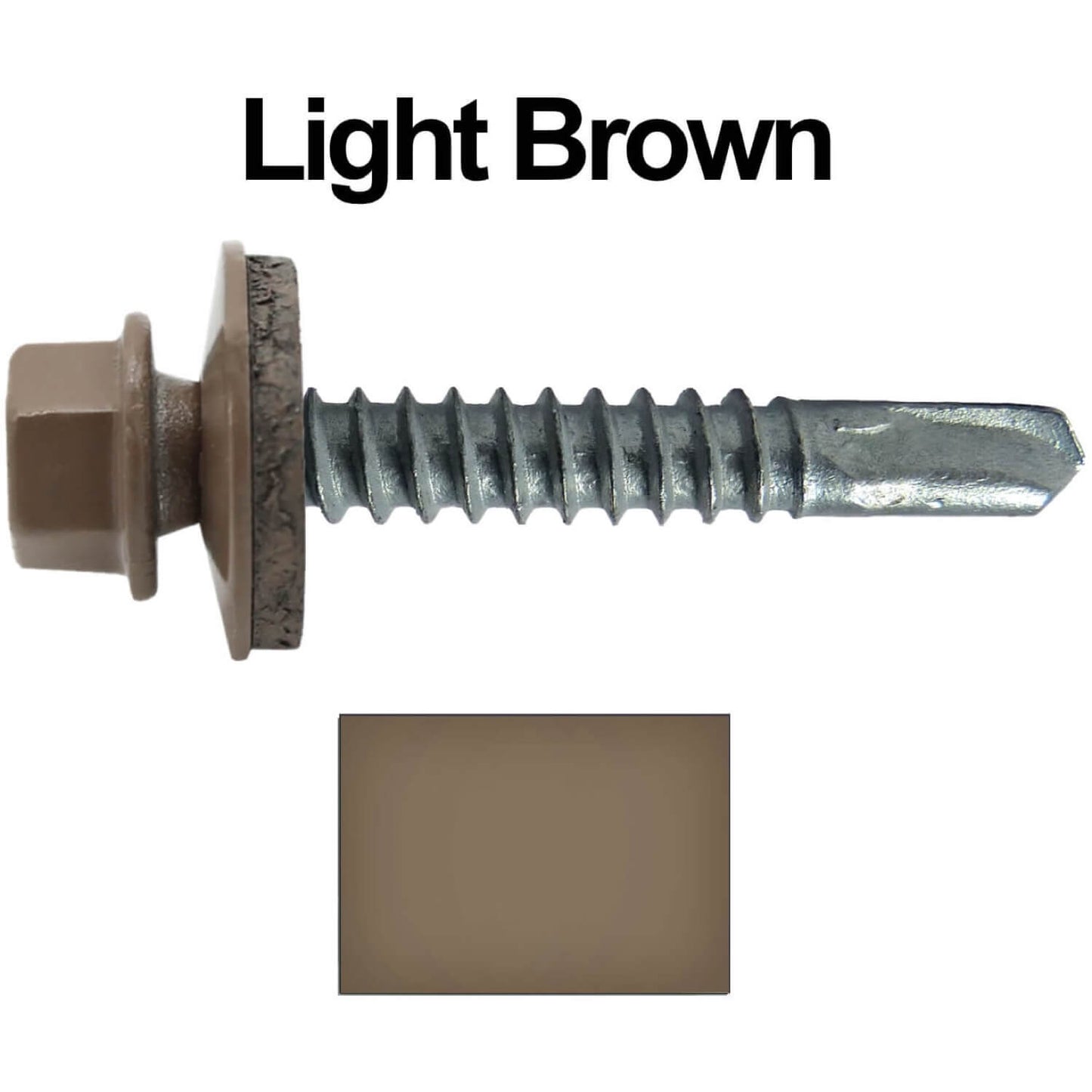 #12x1-1/2" Metal to Metal Type #3 Metal Roofing Screws- Hex Head Drill Point - 9/16" EPDM Washer. Colored head.