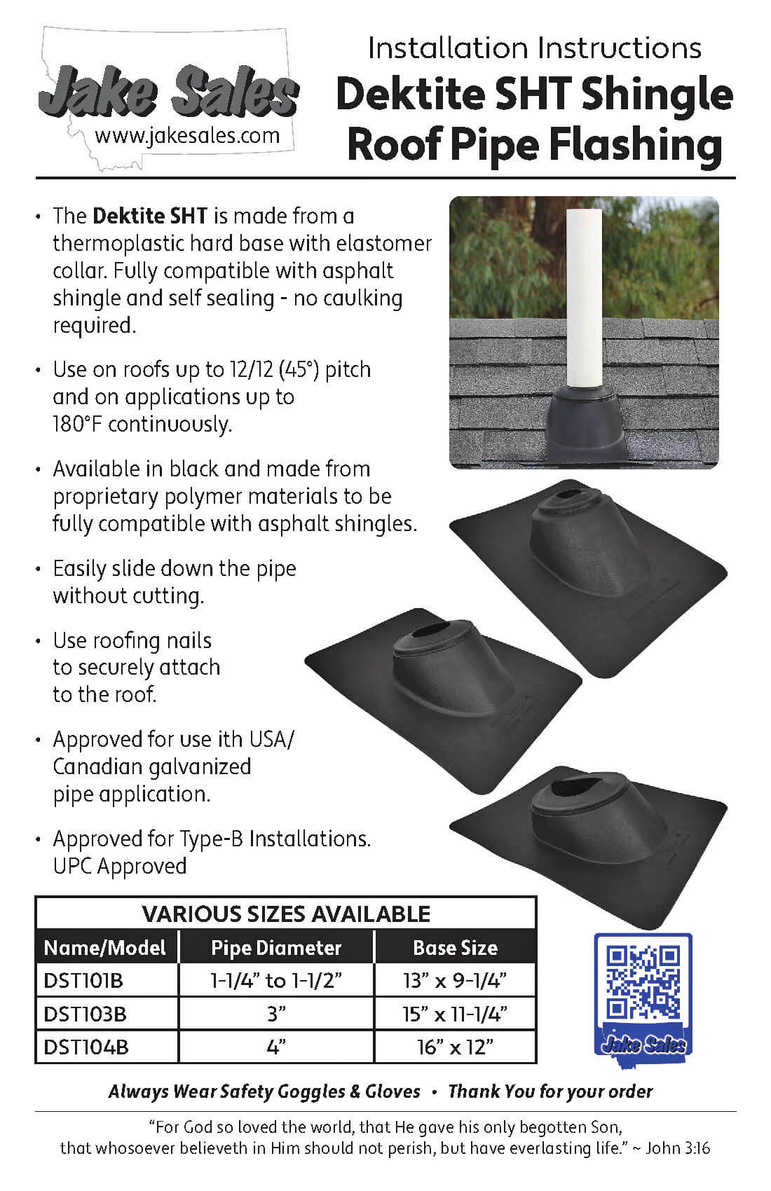 Dektite Pipe Flashing for Shingle Roof Applications. Thermoplastic Hard Base with Elastomer Collar.