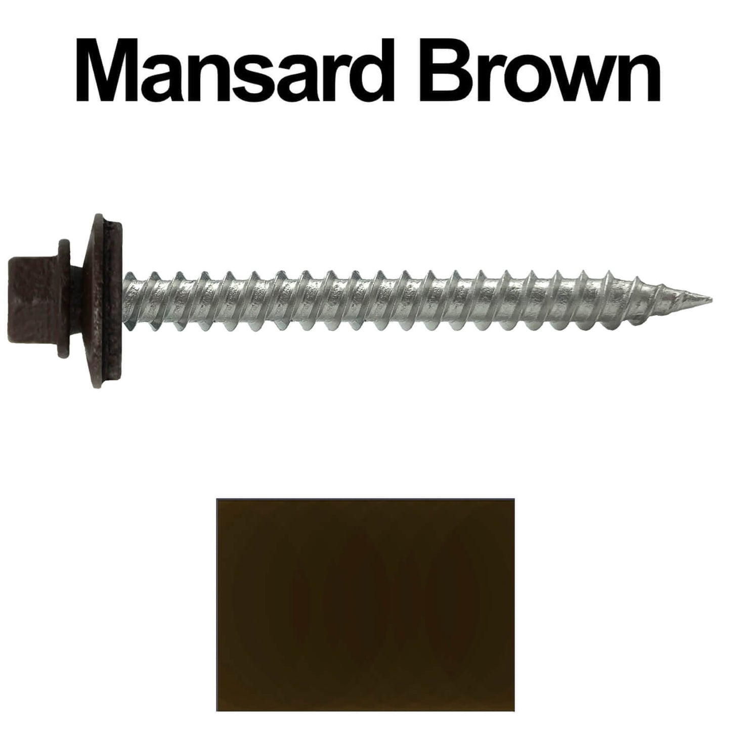 #9 x 2" Stainless Steel Metal Roofing Screws - Hex Washer Head - Self-Piercing (SP) tip metal to wood. EPDM washer. Colored head.