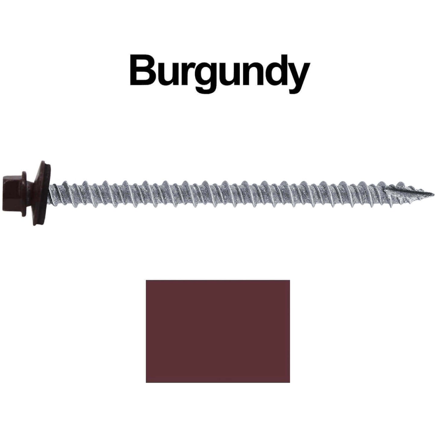 #10 x 3" Metal ROOFING SCREWS - Hex Washer Head - Self starting/self tapping - EPDM washer. Colored head.