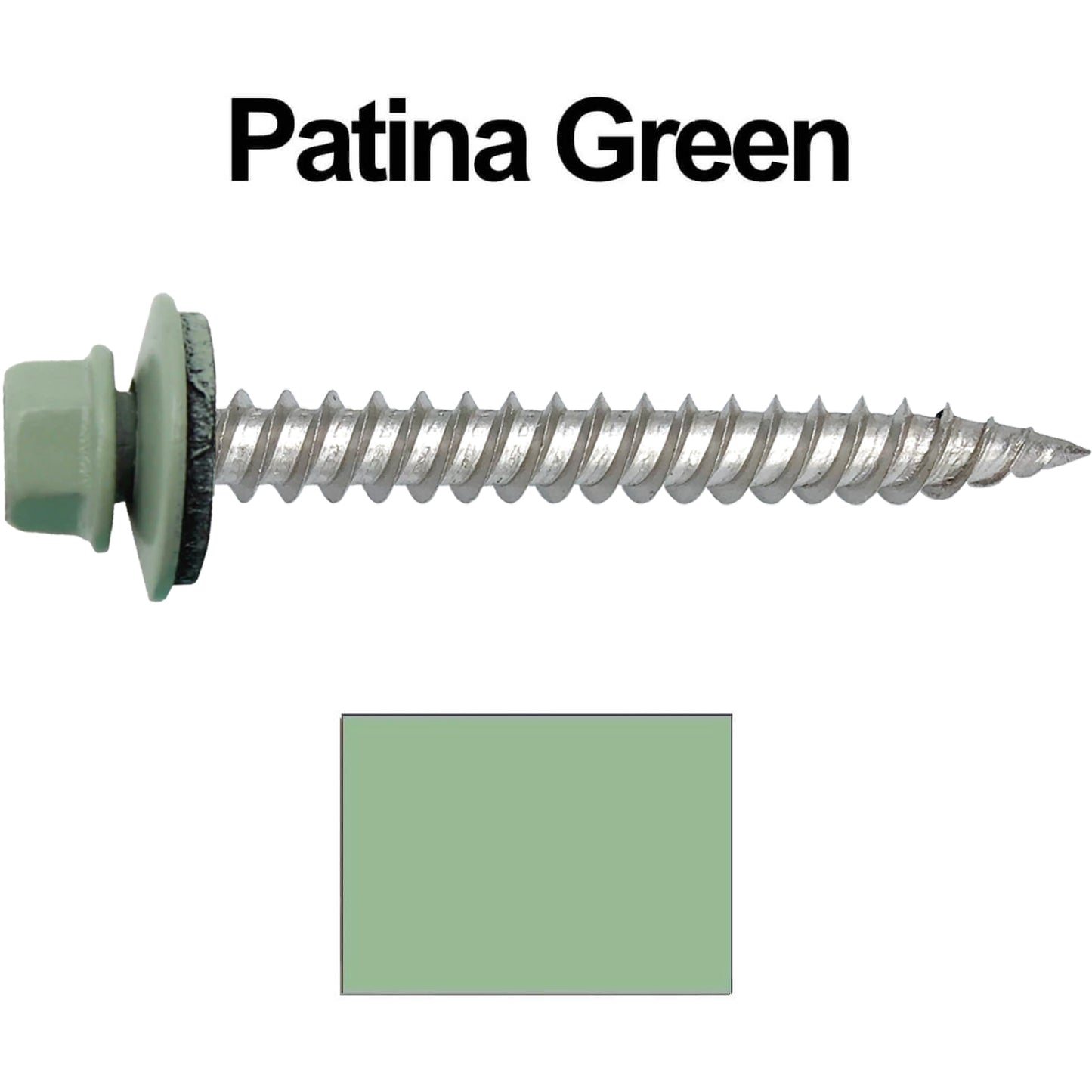 12 x 2" Stainless Steel Metal Roofing Screw - Hex ReGrip Washer Head - Self starting/self tapping - EPDM washer. Colored head.
