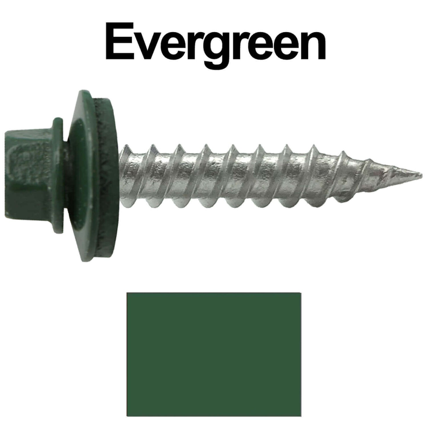 #9 x 1" Stainless Steel Metal Roofing Screws - Hex Washer Head - Self-Piercing (SP) tip metal to wood siding screws. EPDM washer. Colored head.