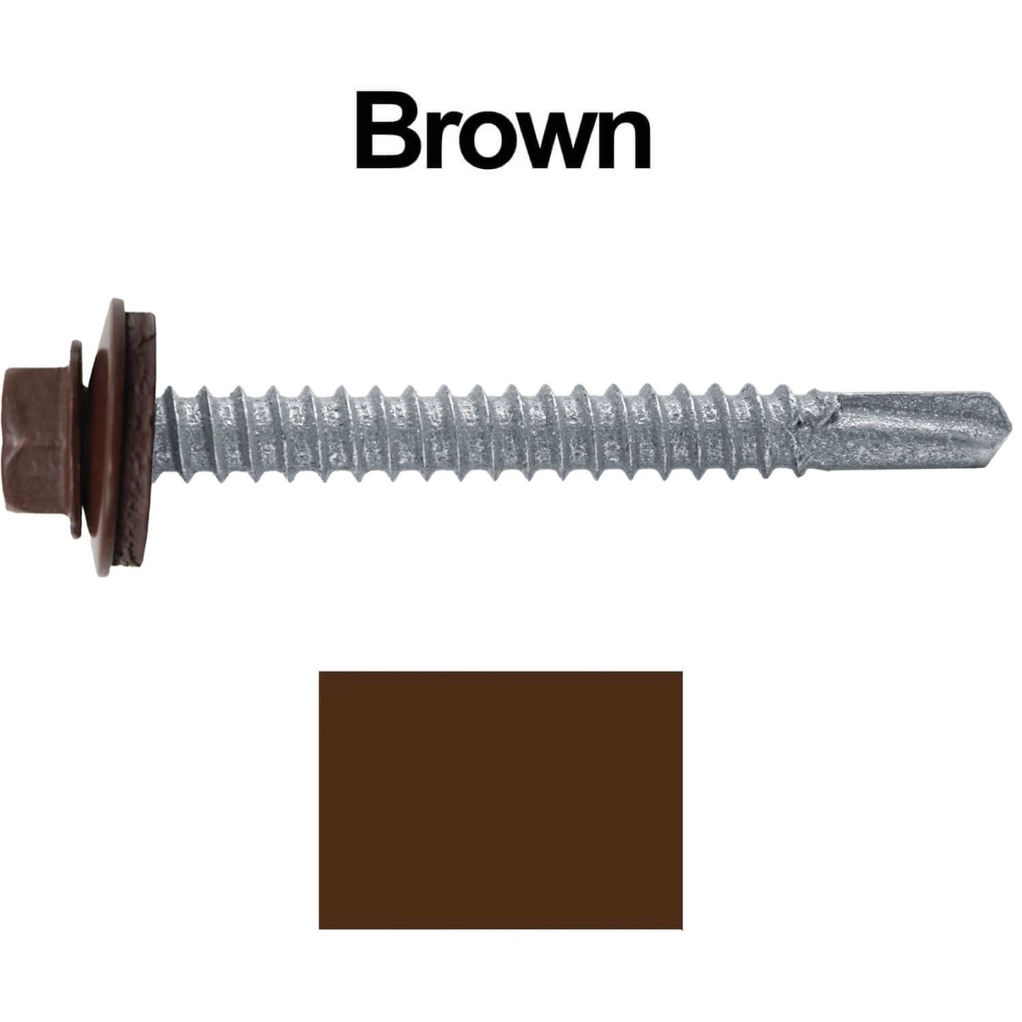 #12 x 2" Metal to Metal Type #3 Metal Roofing Screws - Hex Head Drill Point - 9/16" EPDM Washer.