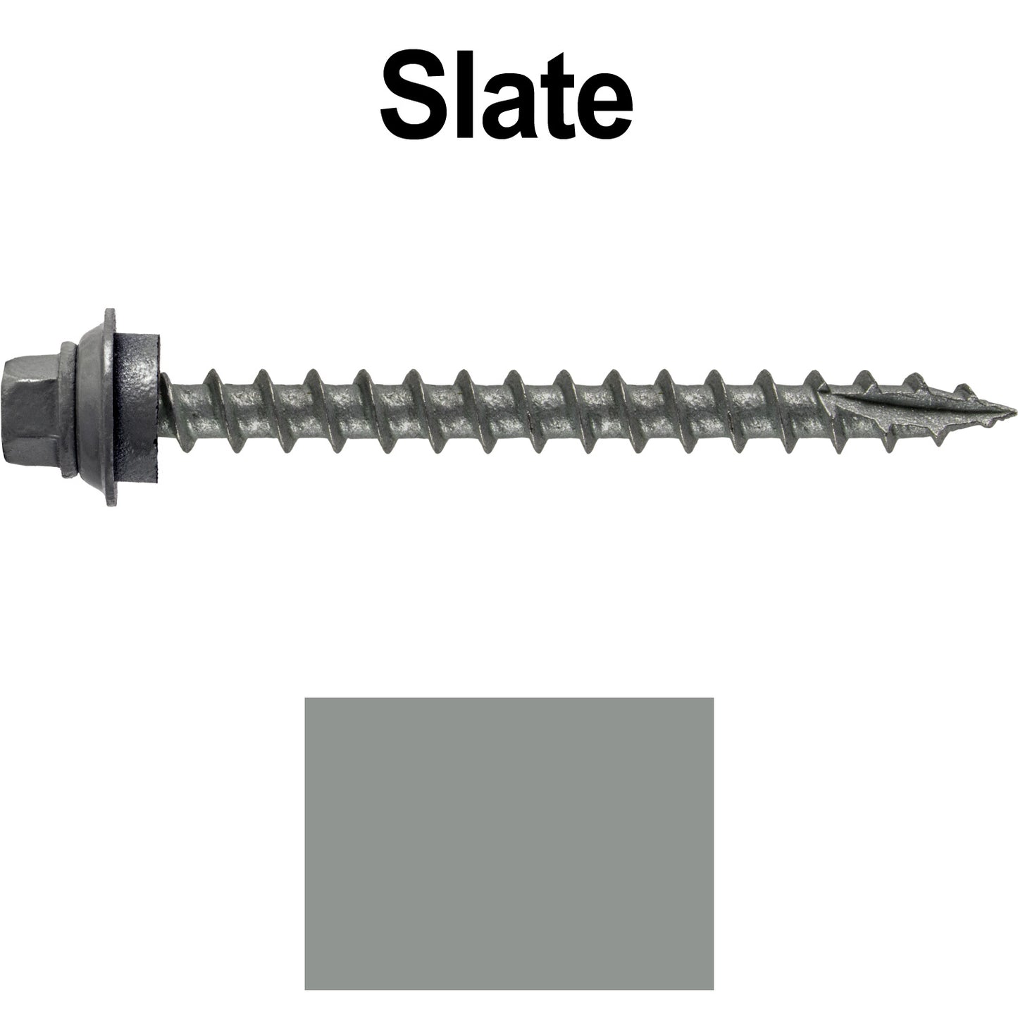 12 X 2-1/2" Metal Roofing Screws For OSB and Plywood - Galvanized Metal to Wood Type 17 Tip - 1/4" Hex Head - Assembled EPDM Washer