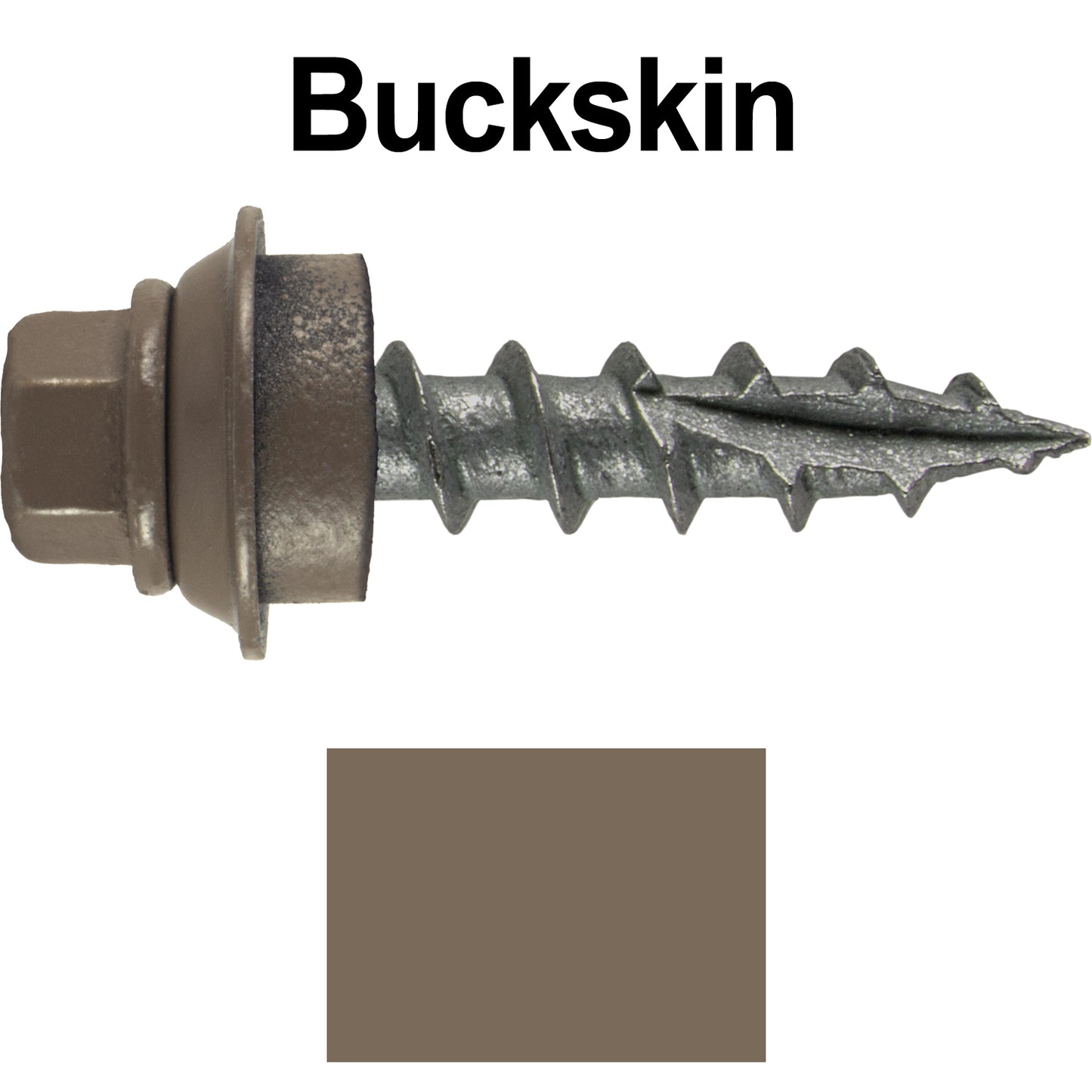 12 X 1" Metal Roofing Screws For OSB and Plywood - Galvanized Metal to Wood Type 17 Tip - 1/4" Hex Head - Assembled EPDM Washer