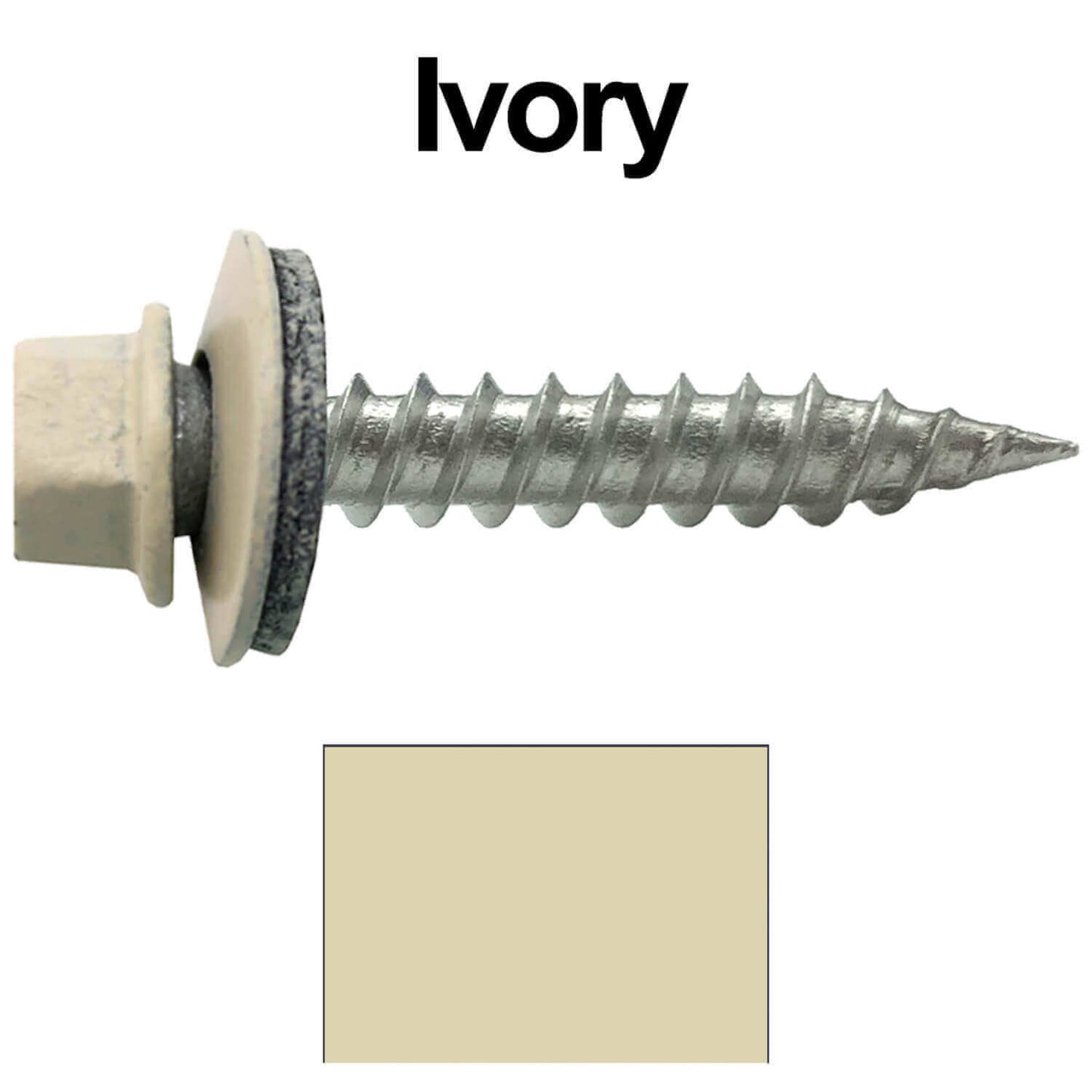 #9 x 1" Stainless Steel Metal Roofing Screws - Hex Washer Head - Self-Piercing (SP) tip metal to wood siding screws. EPDM washer. Colored head.
