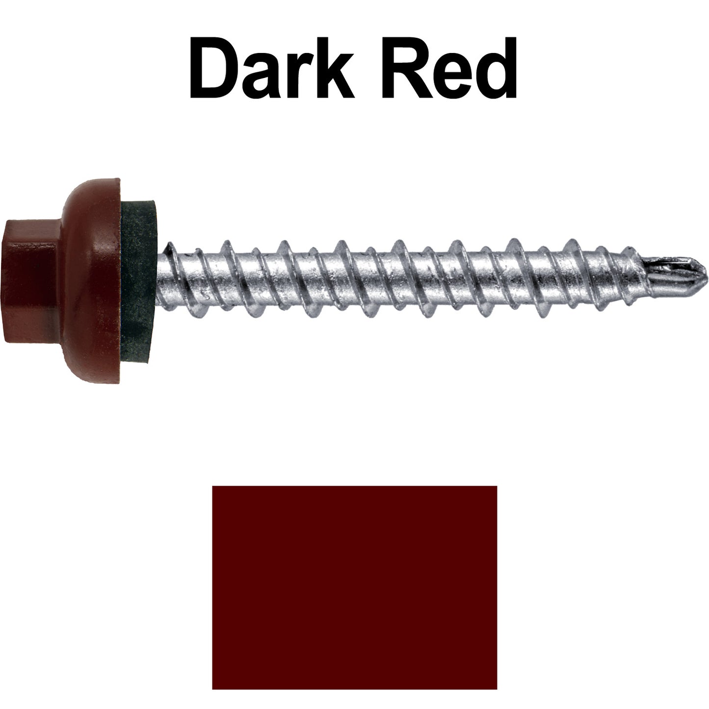 10 X 1-1/2” Zinc Aluminum Cap MINI-DRILLER Roofing Screws HI-LO THREAD Zinc Plated Carbon Steel Shank - EPDM Washer - Colored head