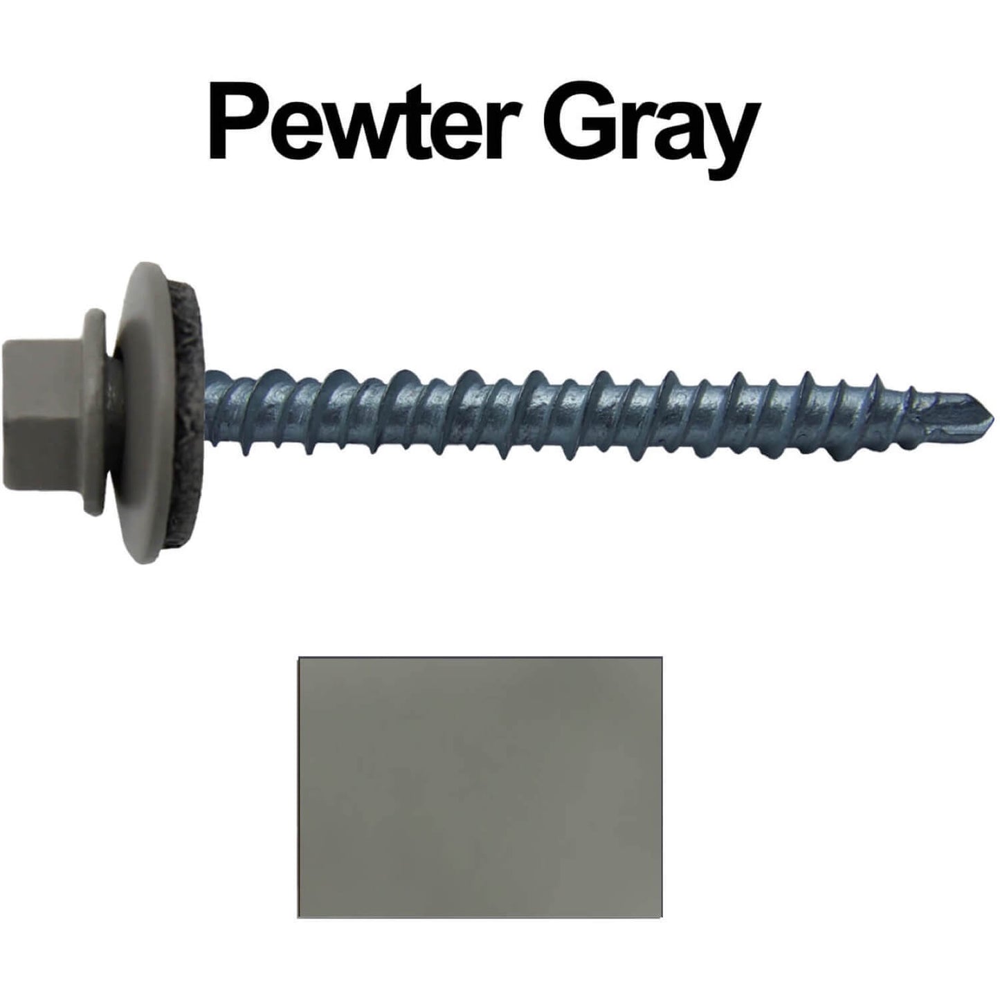 10 x 2" - Mini Driller Sheet Metal Roofing Screw - Hex Washer Head - Self starting metal to wood siding screws. EPDM washer. Colored head.