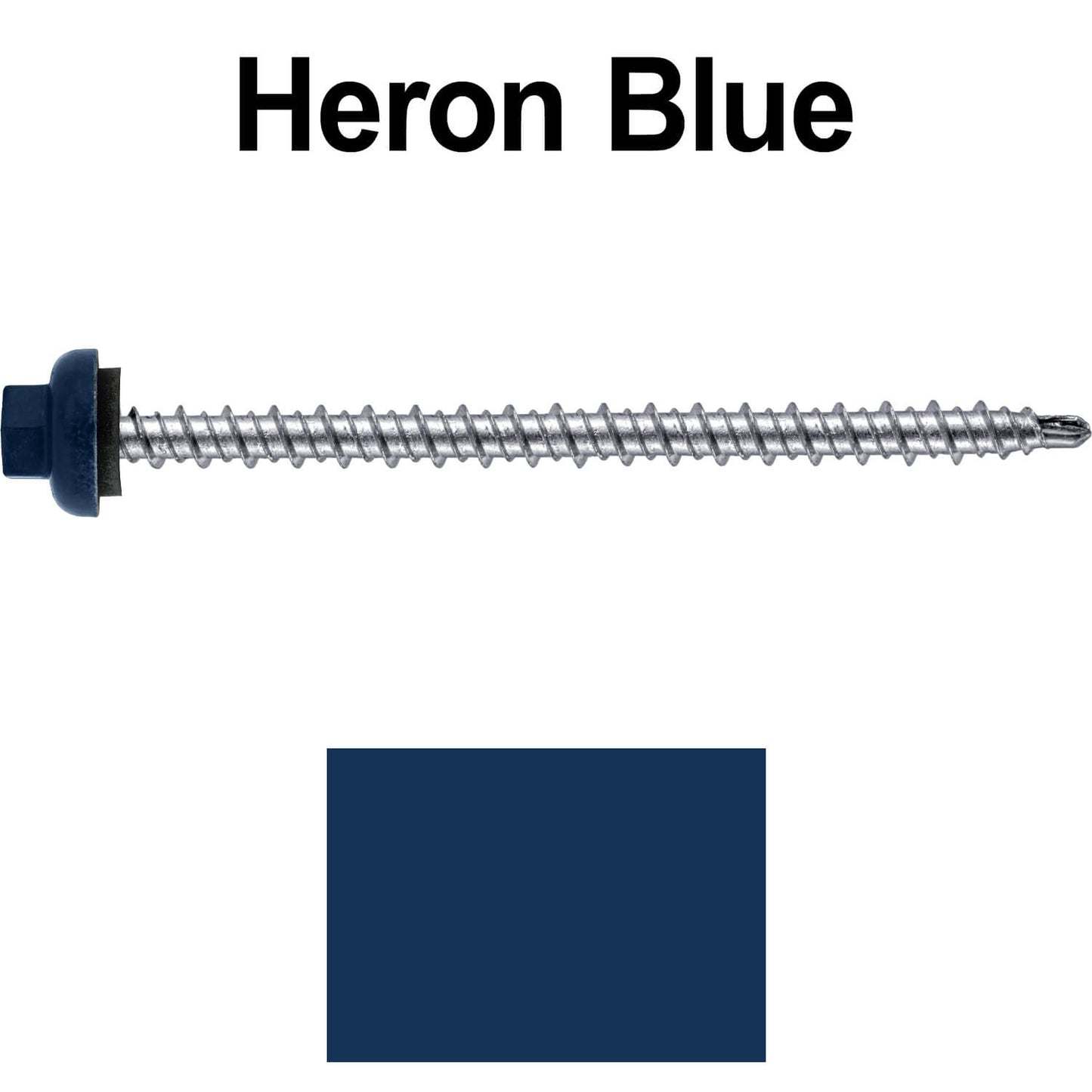 10 X 3" Zinc Aluminum Cap MINI-DRILLER Roofing Screws HI-LO THREAD Zinc Plated Carbon Steel Shank - EPDM Washer - Colored head