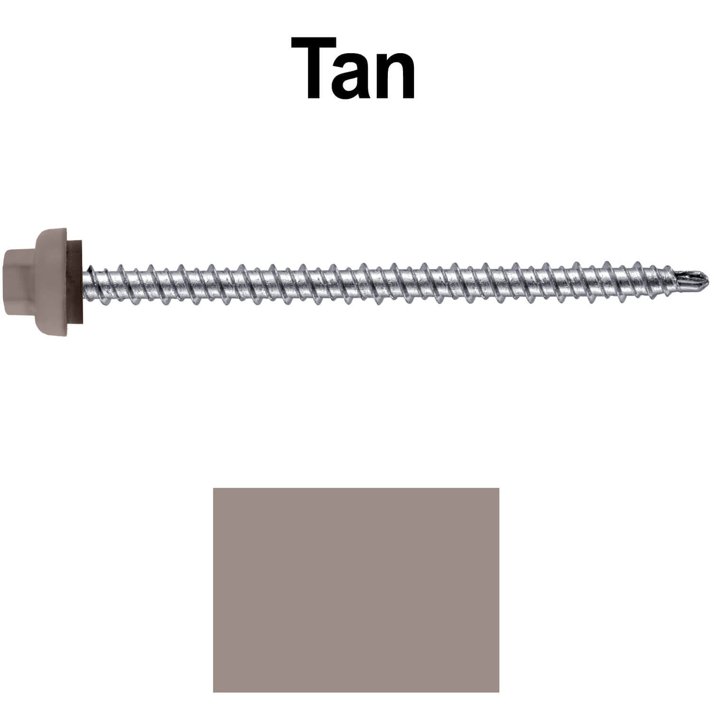 10 X 3" Zinc Aluminum Cap MINI-DRILLER Roofing Screws HI-LO THREAD Zinc Plated Carbon Steel Shank - EPDM Washer - Colored head