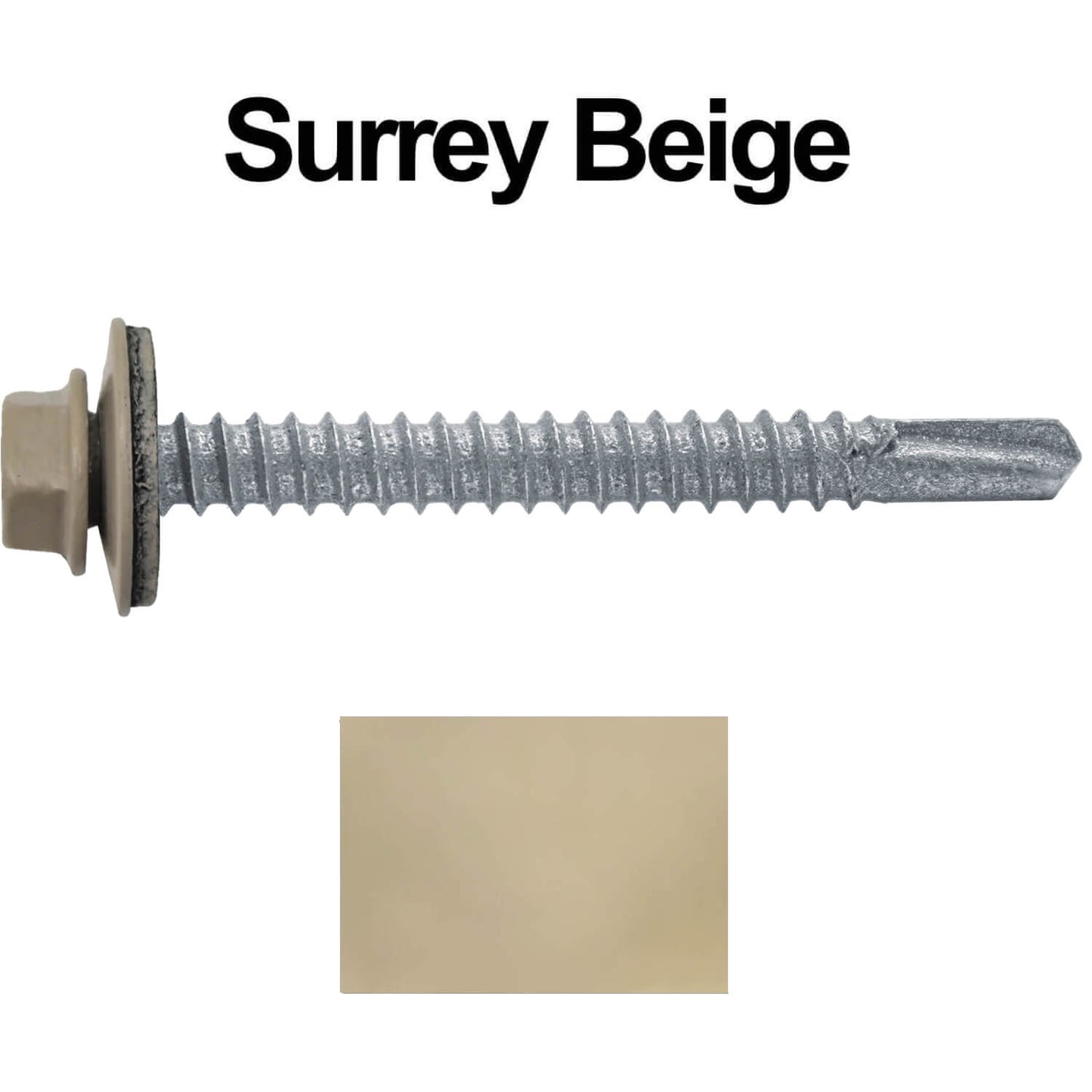 #12 x 2" Metal to Metal Type #3 Metal Roofing Screws - Hex Head Drill Point - 9/16" EPDM Washer.