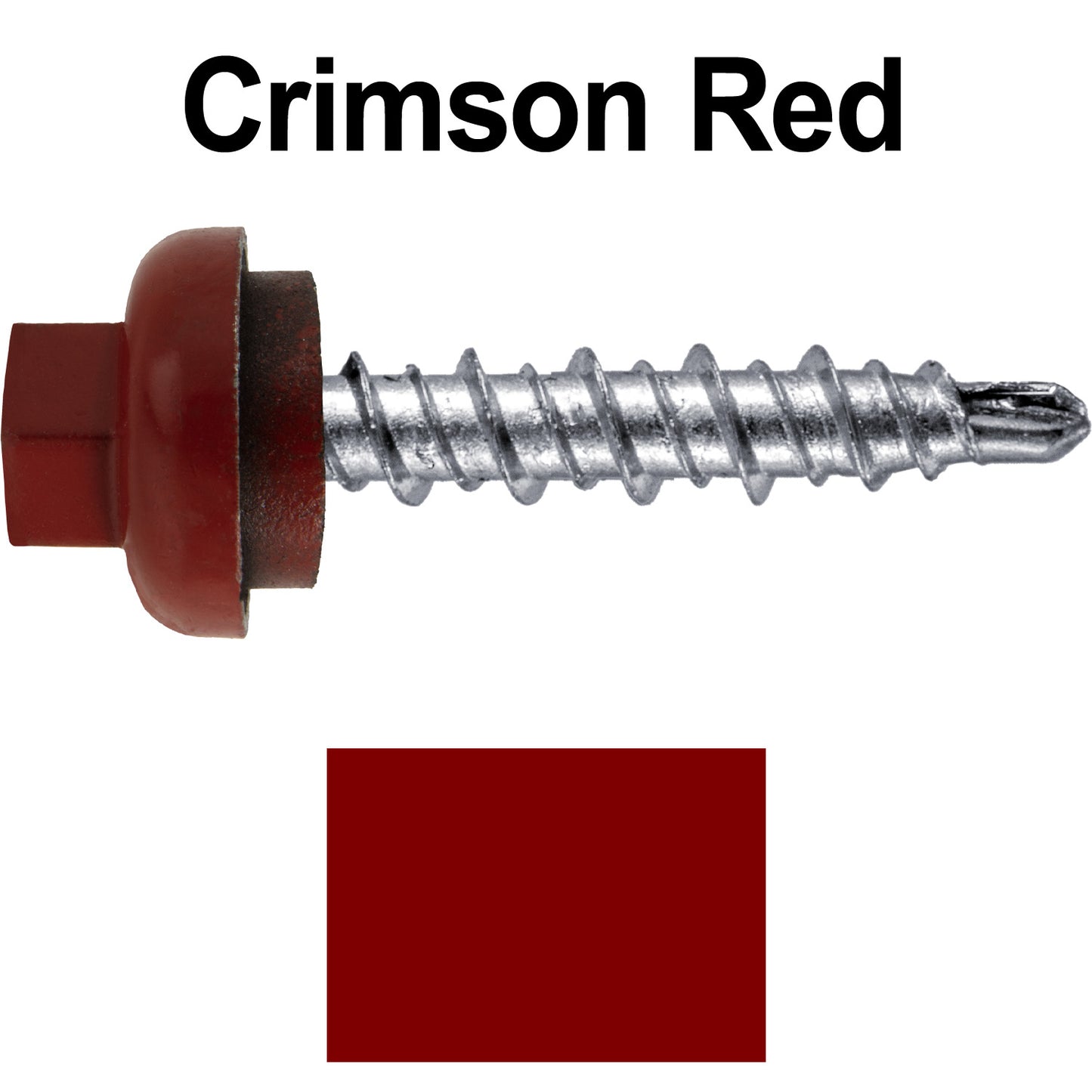 10 X 1" Zinc Aluminum Cap MINI-DRILLER Roofing Screws HI-LO THREAD Zinc Plated Carbon Steel Shank - EPDM Washer - Colored head