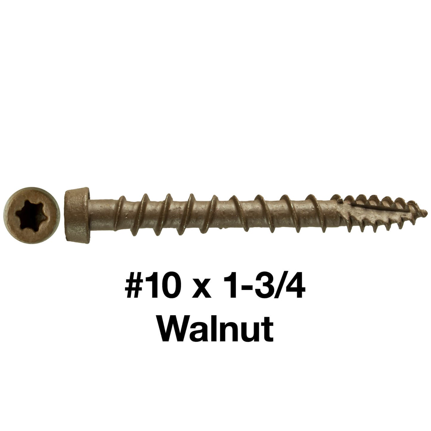 #10 x 1-3/4" Colored Composite Decking Wood Screws with Torx/Star Drive Head (T20 Bit), Exterior Coated, Compatible with Pressure Treated and ACQ Lumber