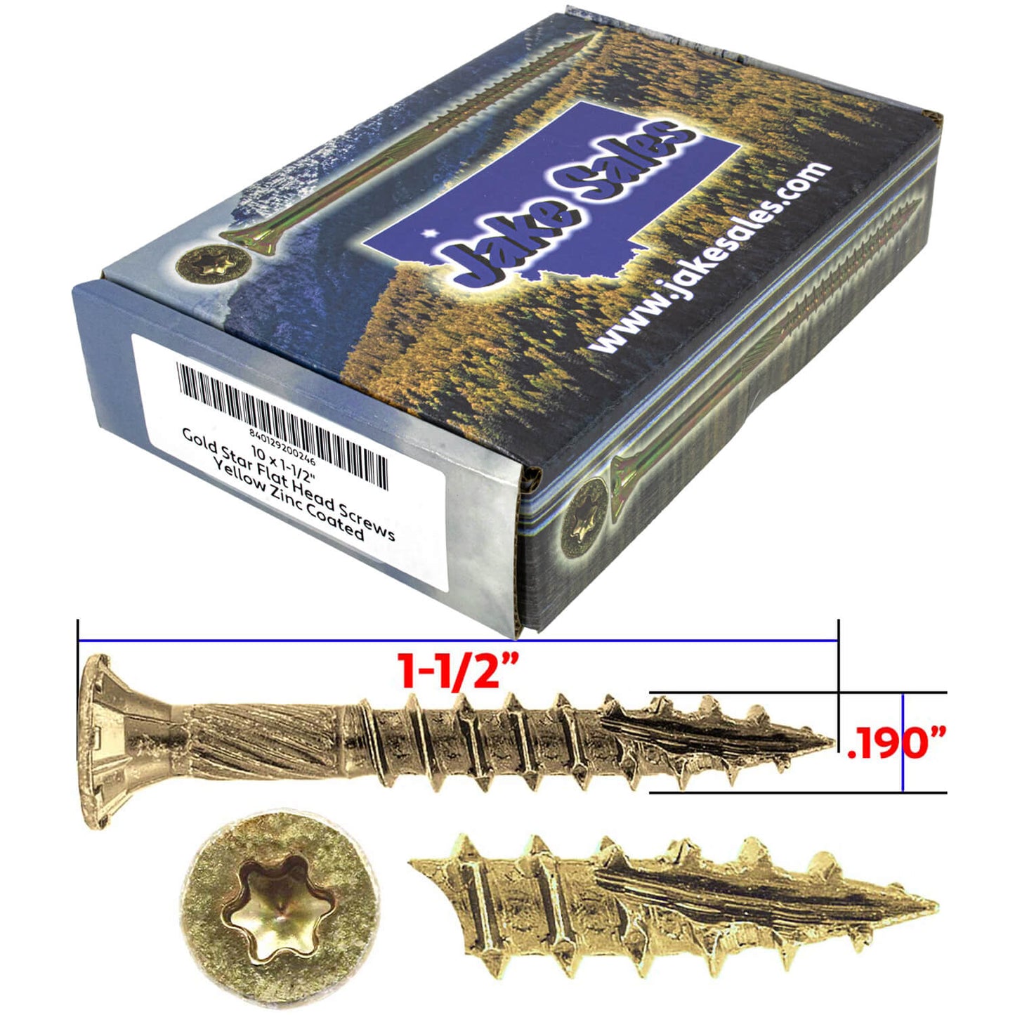 #10 Yellow Zinc Coated General Purpose Wood Screws. Torx/Star Drive Head - Multipurpose Torx/Star Drive Wood Screws