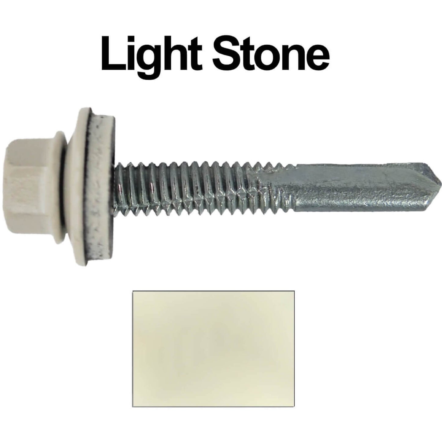#12 x 1-1/2" Metal to Metal Type #5 Roofing Screws - Hex Head Drill Point. 9/16" EPDM Washer. Colored Head.