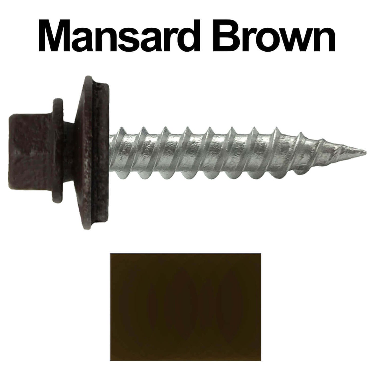 #9 x 1" Stainless Steel Metal Roofing Screws - Hex Washer Head - Self-Piercing (SP) tip metal to wood siding screws. EPDM washer. Colored head.
