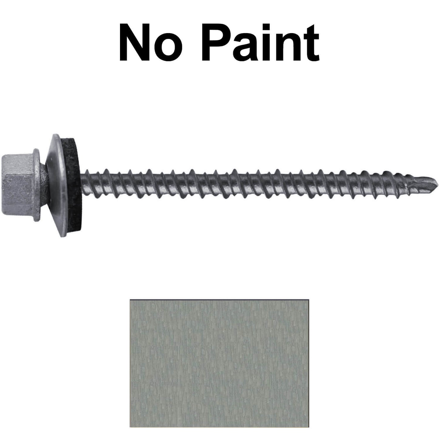#10 x 3" Mini Driller Sheet Metal Roofing Screw - Hex Washer Head - Self starting metal to wood siding screws. EPDM washer. Colored head.