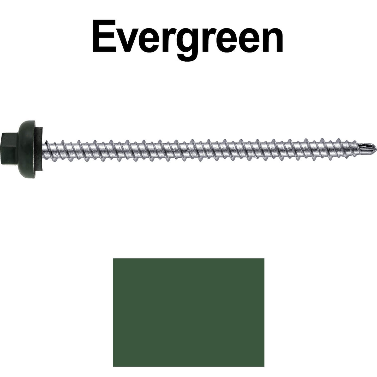 10 X 3" Zinc Aluminum Cap MINI-DRILLER Roofing Screws HI-LO THREAD Zinc Plated Carbon Steel Shank - EPDM Washer - Colored head