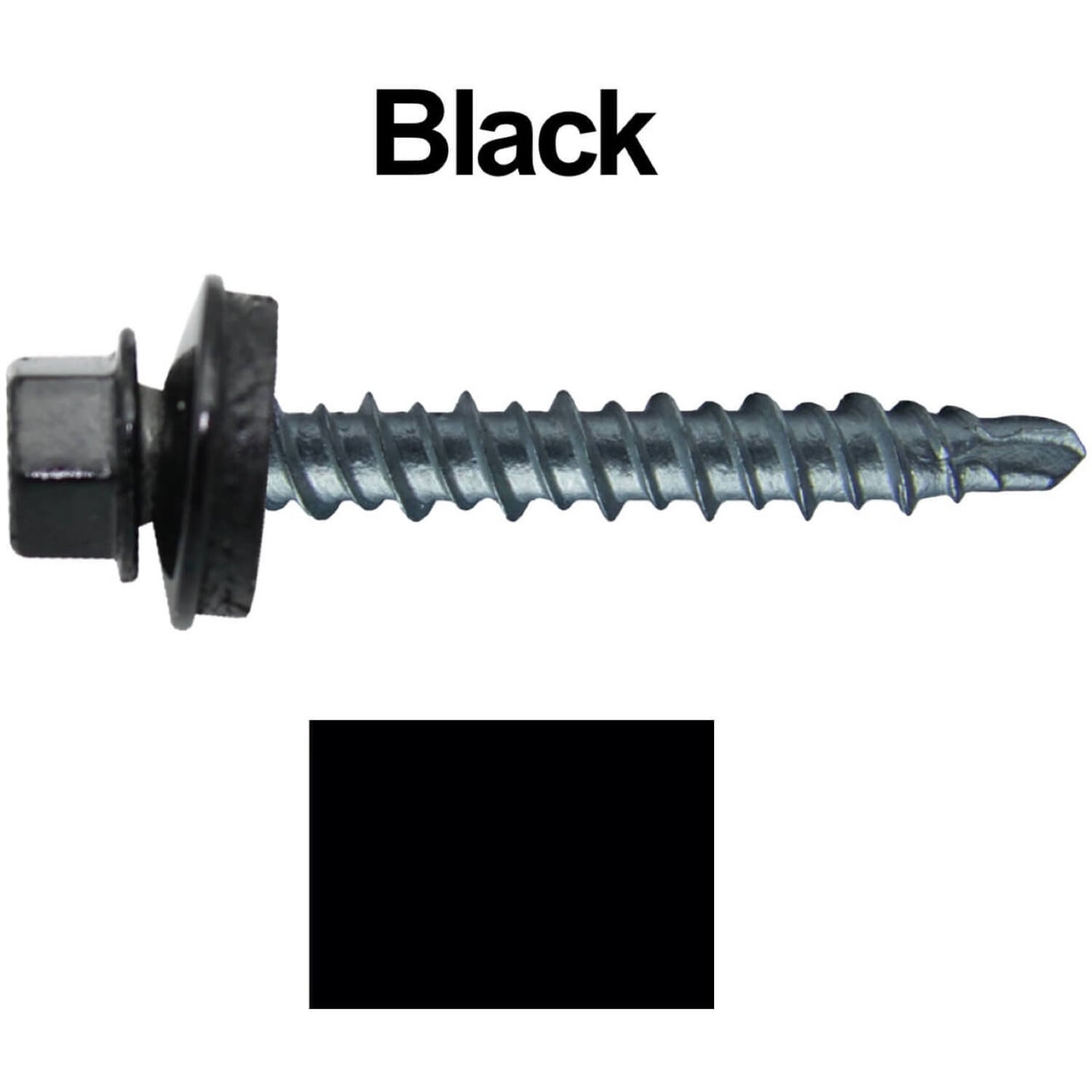 #10 x 1-1/2" Mini Driller Sheet Metal Roofing Screw - Hex Washer Head - Self starting metal to wood siding screws. EPDM washer. Colored head.