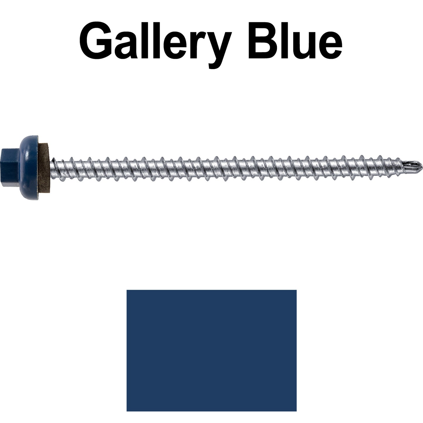 10 X 3" Zinc Aluminum Cap MINI-DRILLER Roofing Screws HI-LO THREAD Zinc Plated Carbon Steel Shank - EPDM Washer - Colored head