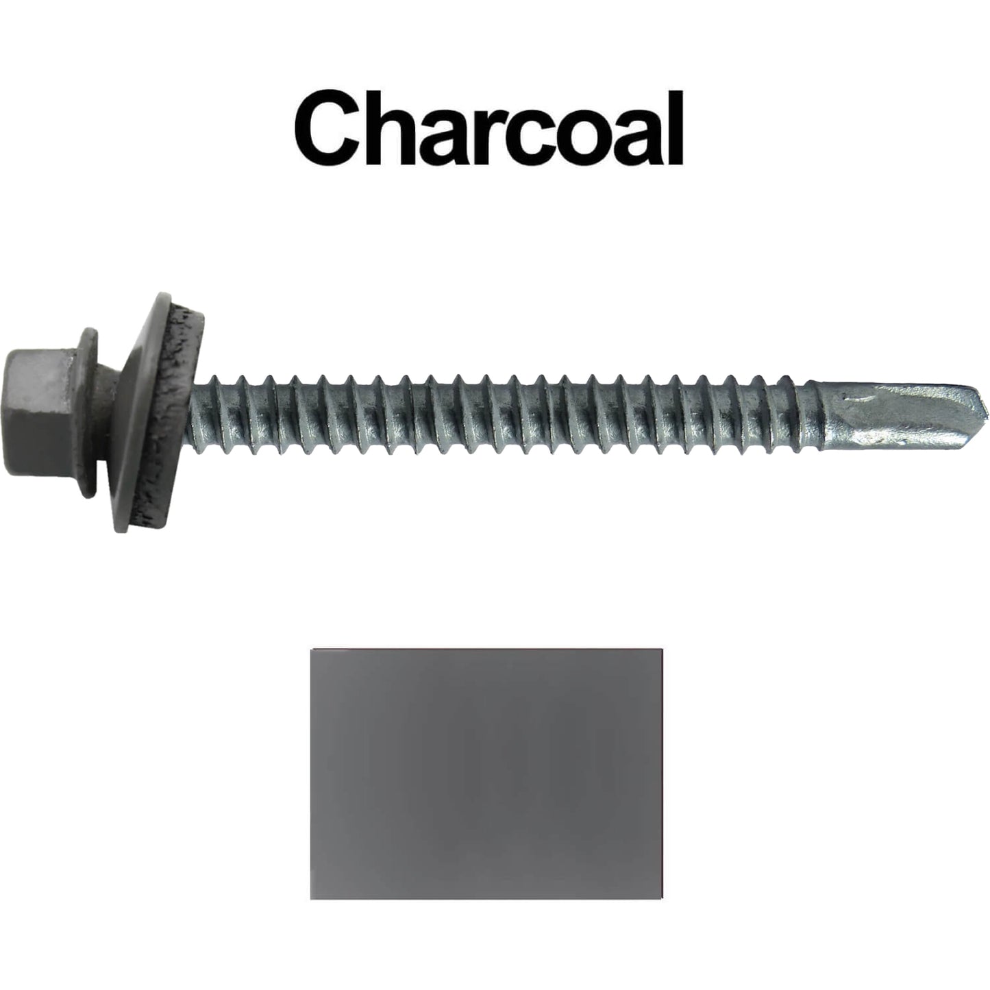 #12 X 3" Metal to Metal Type #3 Roofing Screws - Hex Washer Head - Self starting/self tapping - 5/8" EPDM washer. Colored head.