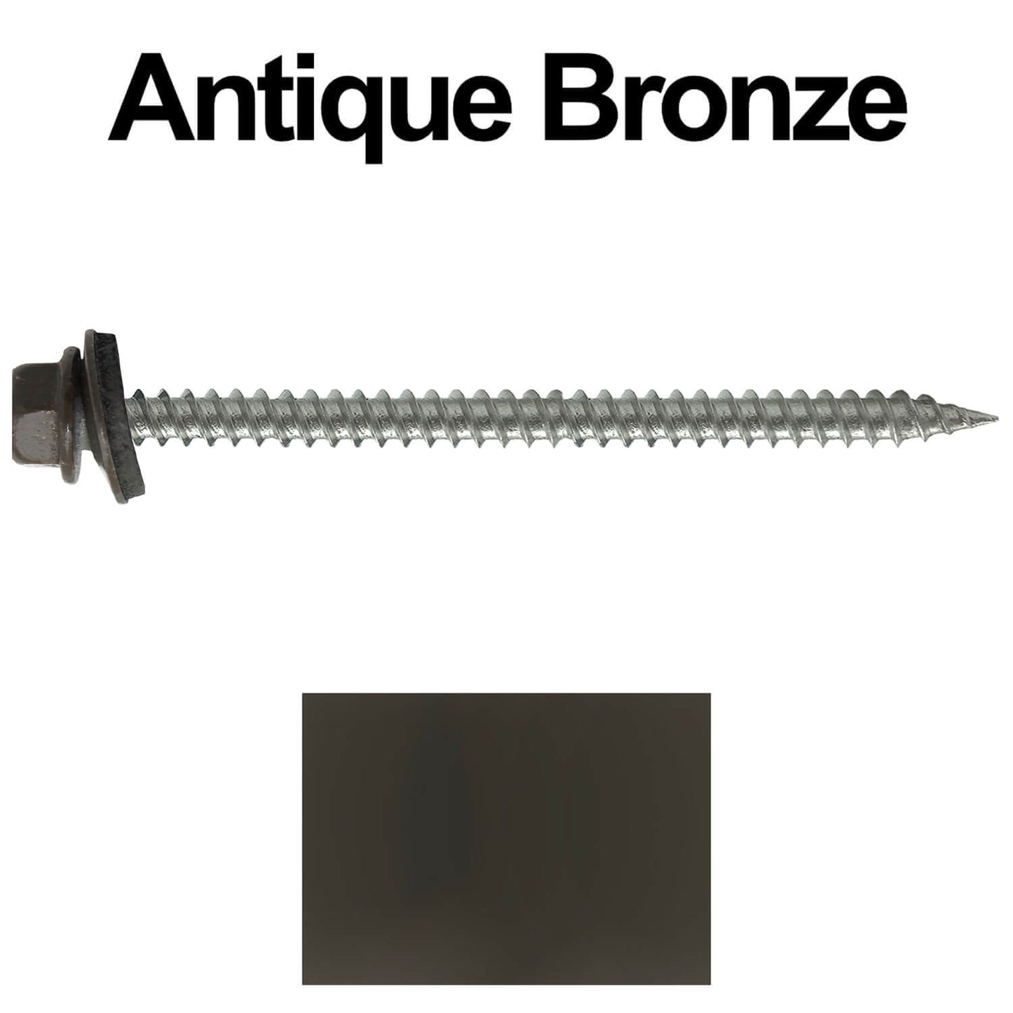 #9 x 3" Stainless Steel Metal Roofing Screws - Hex Washer Head - Self starting/self tapping - EPDM washer. Colored head.