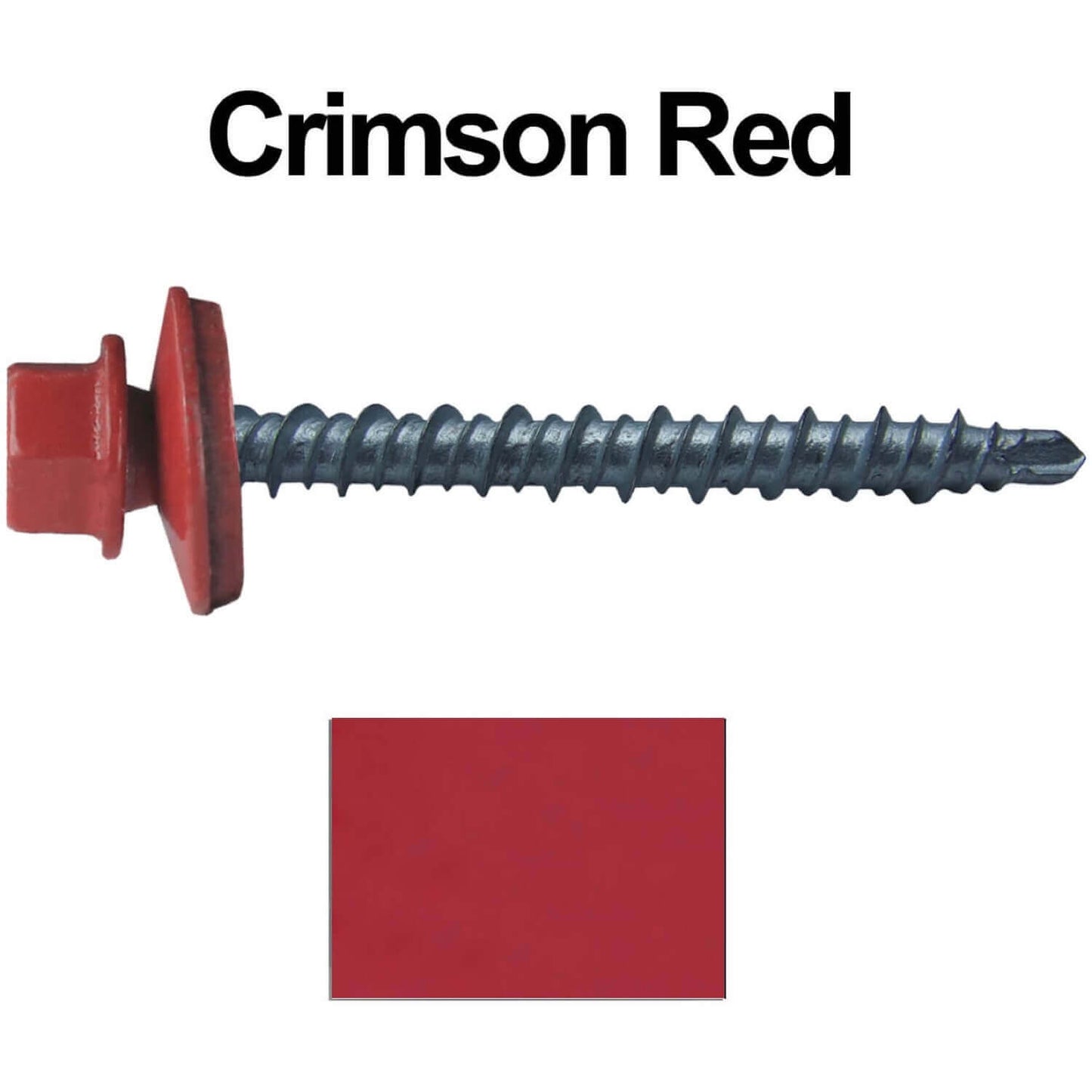 10 x 2" - Mini Driller Sheet Metal Roofing Screw - Hex Washer Head - Self starting metal to wood siding screws. EPDM washer. Colored head.