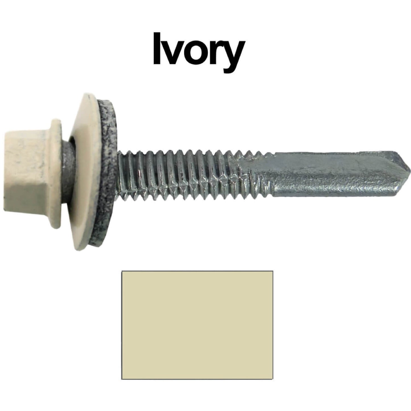 #12 x 1-1/2" Metal to Metal Type #5 Roofing Screws - Hex Head Drill Point. 9/16" EPDM Washer. Colored Head.