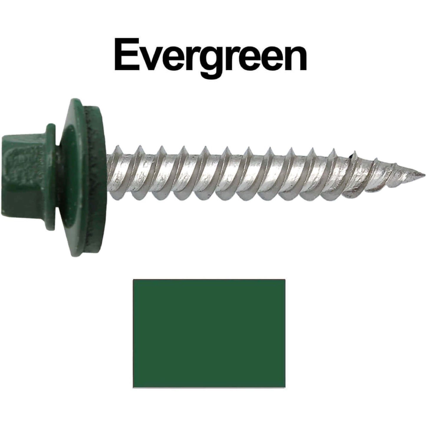12 x 1-1/2" Stainless Steel Metal Roofing Screw - Hex Washer Head - Self starting/self tapping - EPDM washer. Colored head.