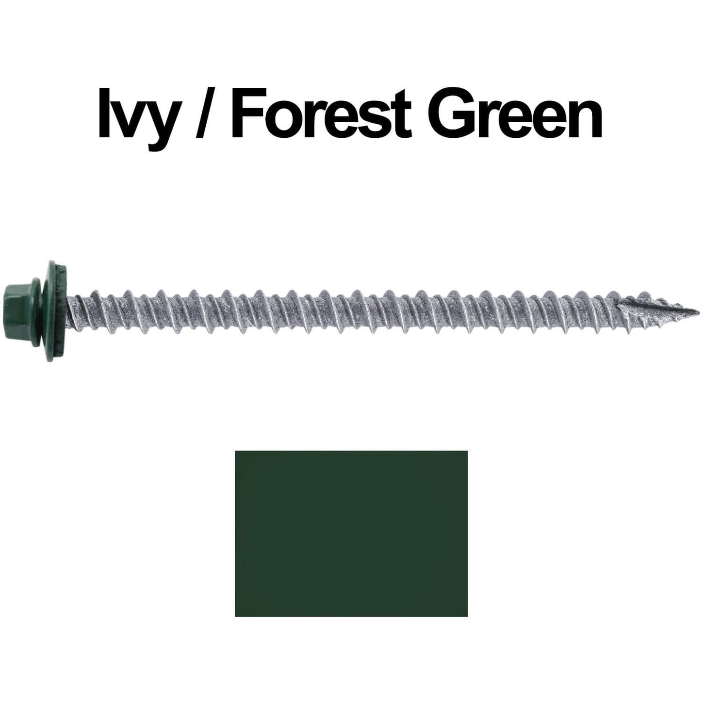 #10 x 3" Metal ROOFING SCREWS - Hex Washer Head - Self starting/self tapping - EPDM washer. Colored head.