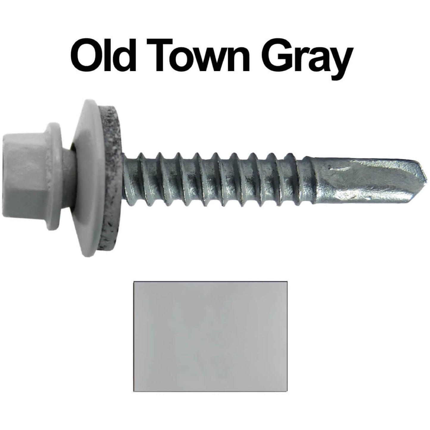 #12x1-1/2" Metal to Metal Type #3 Metal Roofing Screws- Hex Head Drill Point - 9/16" EPDM Washer. Colored head.