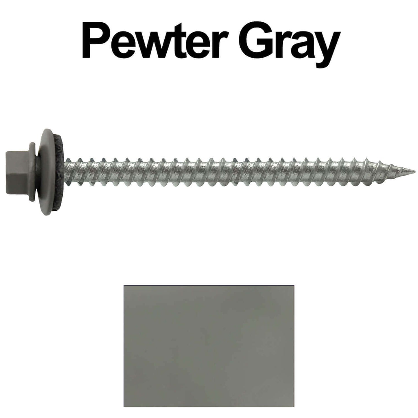 9 x 2-1/2" - Stainless Steel Metal Roofing Screws - Hex Washer Head - Self starting metal to wood siding screws. EPDM washer. Colored head.
