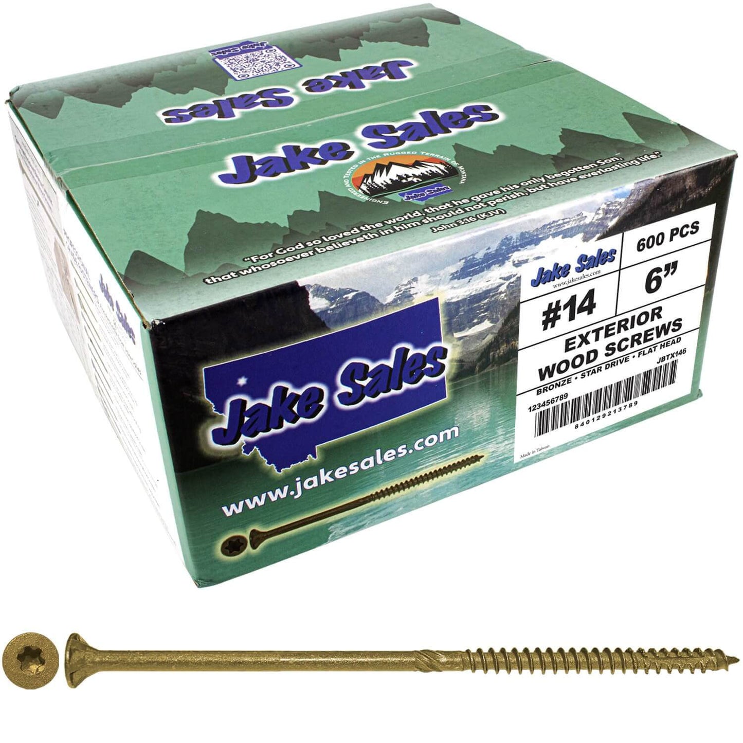 #14 x 5" - 8" Bronze Exterior Coated Wood Screws - Extra Long Bronze Wood Screw with Torx/Star Drive Head - Multipurpose Torx/Star Drive Wood Screws