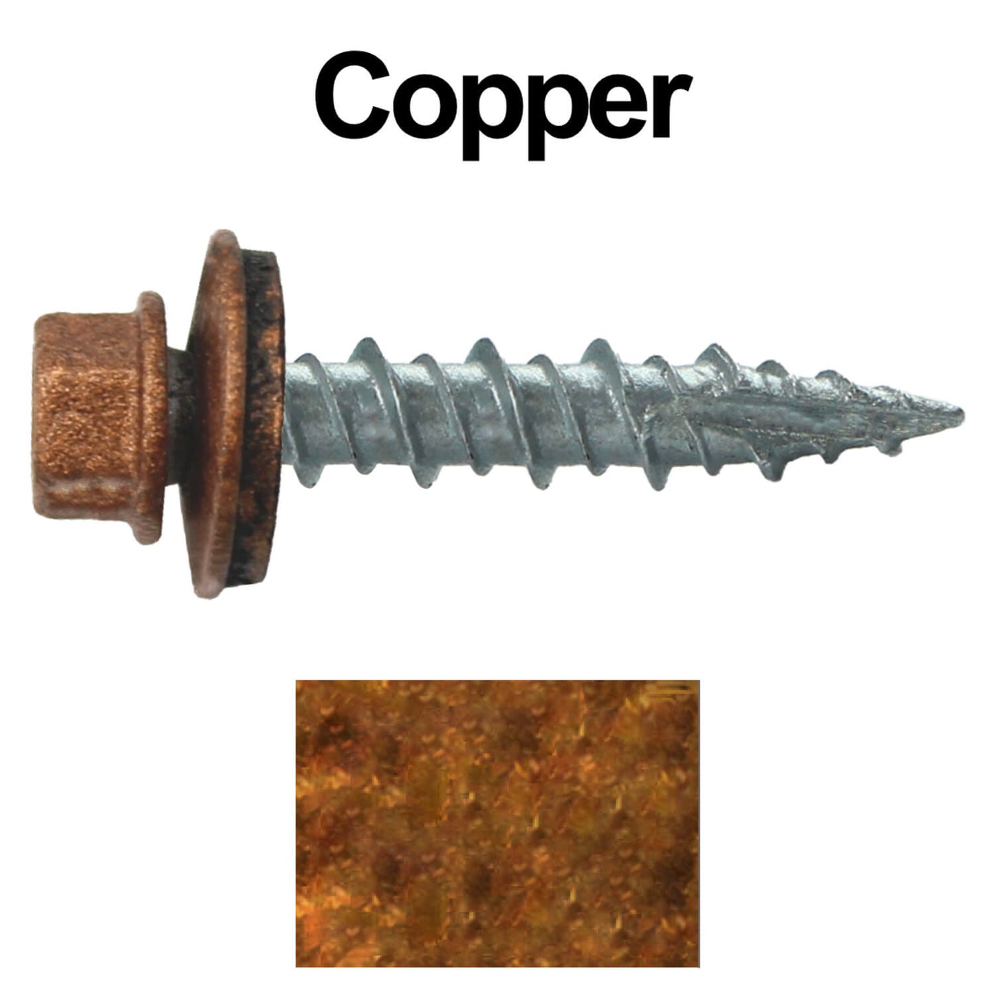 #10 x 1" Metal ROOFING SCREWS - Hex Washer Head - Self starting/self tapping - EPDM washer. Colored head.