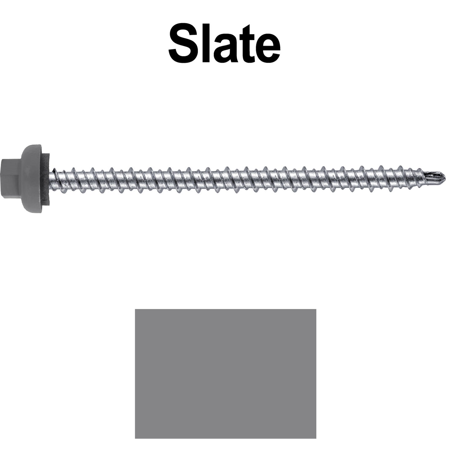 10 X 3" Zinc Aluminum Cap MINI-DRILLER Roofing Screws HI-LO THREAD Zinc Plated Carbon Steel Shank - EPDM Washer - Colored head