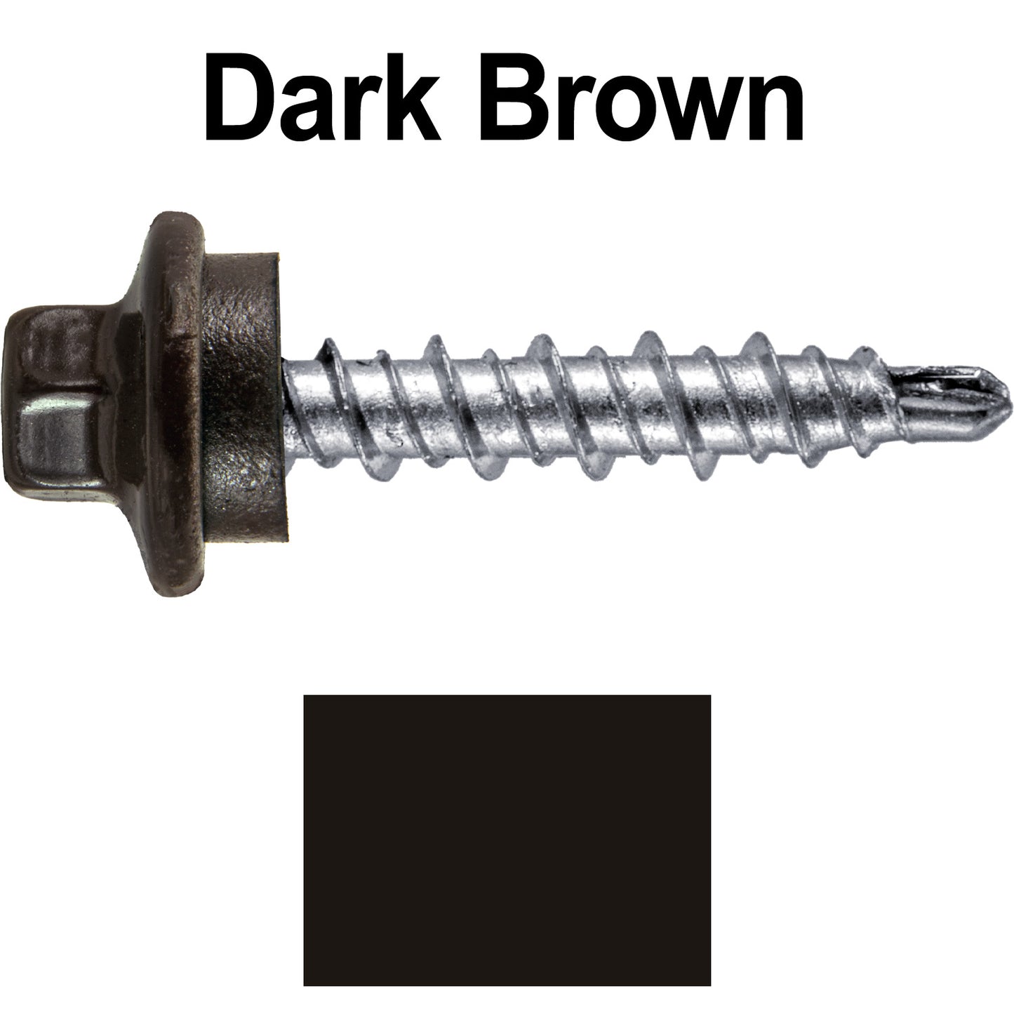 #10 x 1" Stainless Steel Mini Driller Sheet Metal Roofing Screw - Hex Washer Cap - Self starting metal to wood siding screws - EPDM washer. Colored Head.