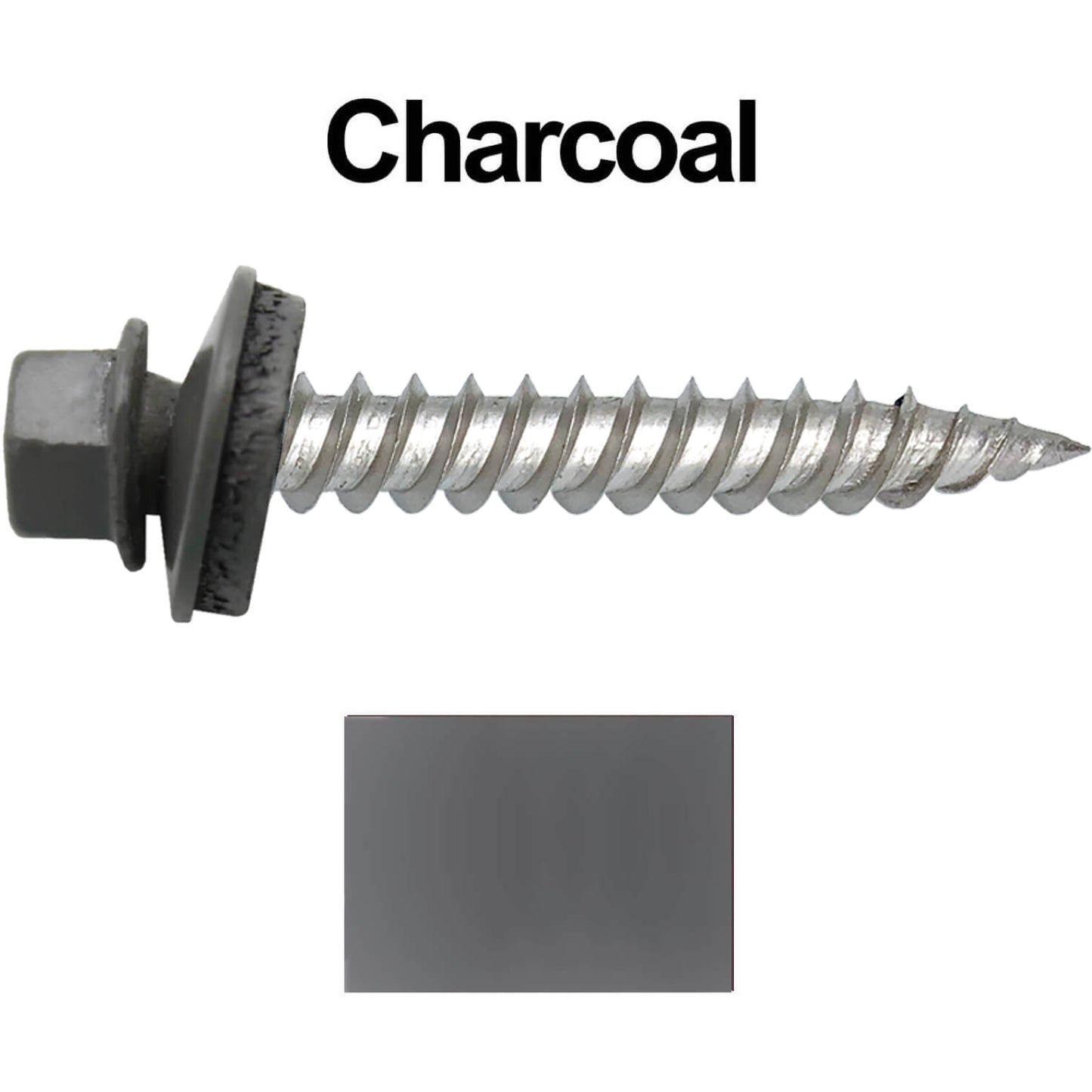 12 x 1-1/2" Stainless Steel Metal Roofing Screw - Hex Washer Head - Self starting/self tapping - EPDM washer. Colored head.