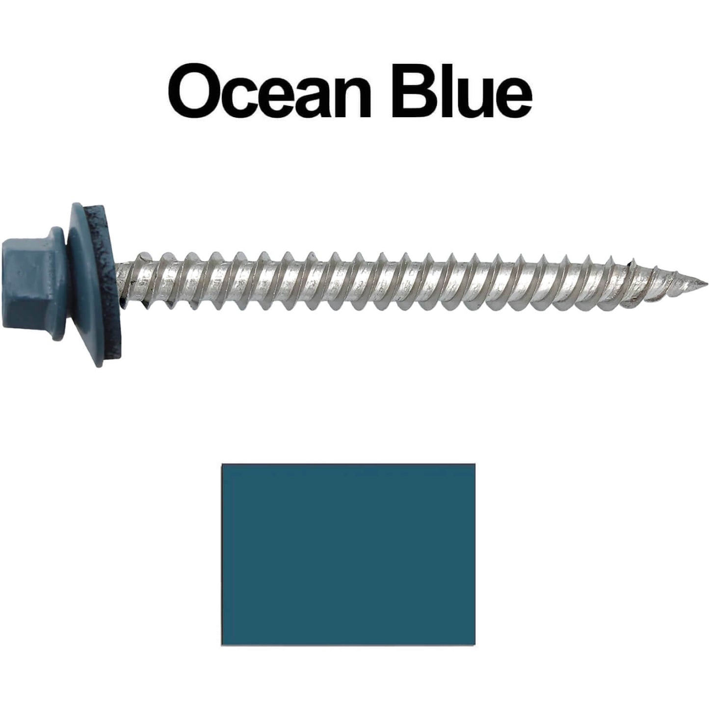 12 x 2-1/2" Stainless Steel Metal Roofing Screw - Hex Washer Head - Self starting/self tapping - EPDM washer. Colored head.