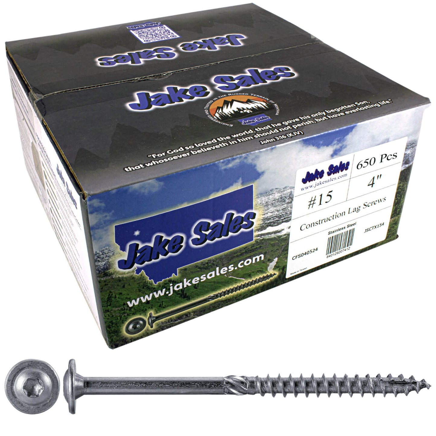 #15 Stainless Steel Construction Lag Screw T-30 Torx/Star Drive Heavy Duty Lag Screw - Modified Truss Washer Head