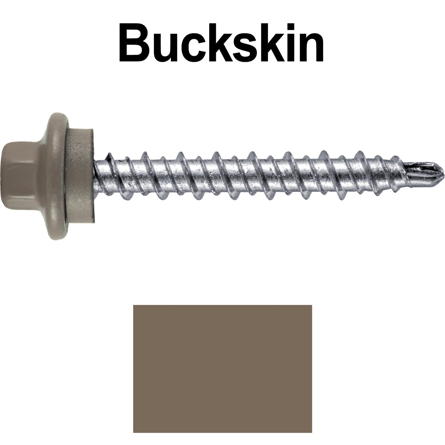 #10 x 1-1/2" Stainless Steel Mini Driller Sheet Metal Roofing Screw - Hex Washer Cap - Self starting metal to wood siding screws - EPDM washer. Colored head.