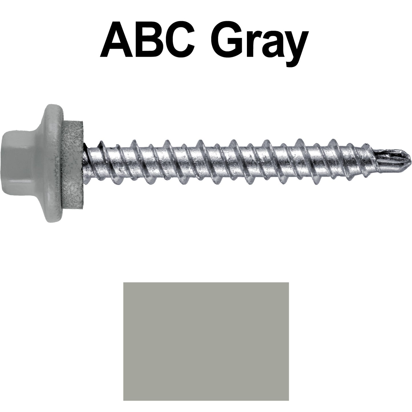 #10 x 1-1/2" Stainless Steel Mini Driller Sheet Metal Roofing Screw - Hex Washer Cap - Self starting metal to wood siding screws - EPDM washer. Colored head.
