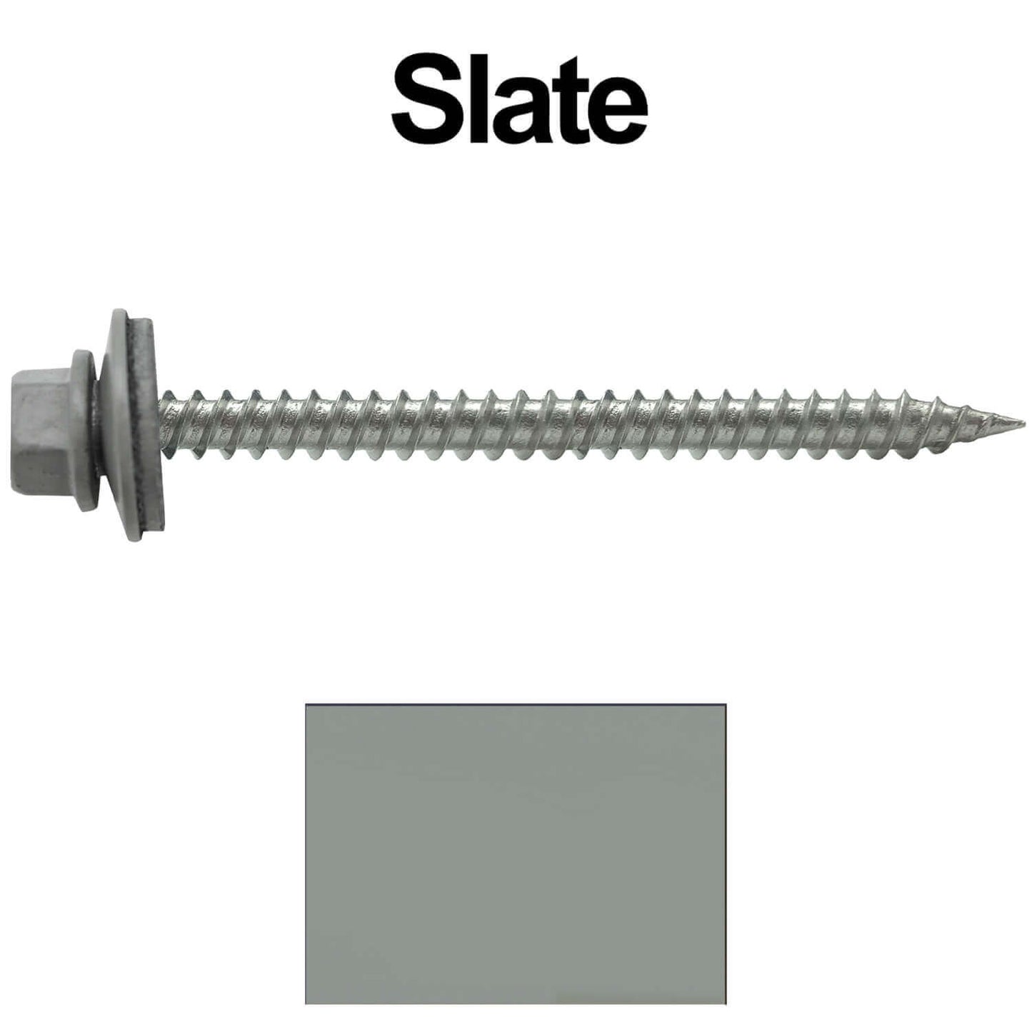 9 x 2-1/2" - Stainless Steel Metal Roofing Screws - Hex Washer Head - Self starting metal to wood siding screws. EPDM washer. Colored head.