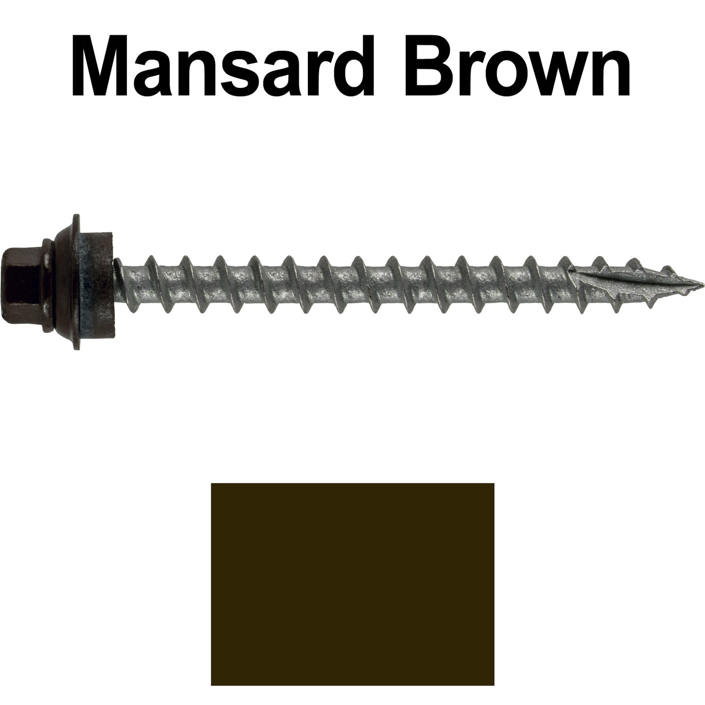 12 X 2-1/2" Metal Roofing Screws For OSB and Plywood - Galvanized Metal to Wood Type 17 Tip - 1/4" Hex Head - Assembled EPDM Washer
