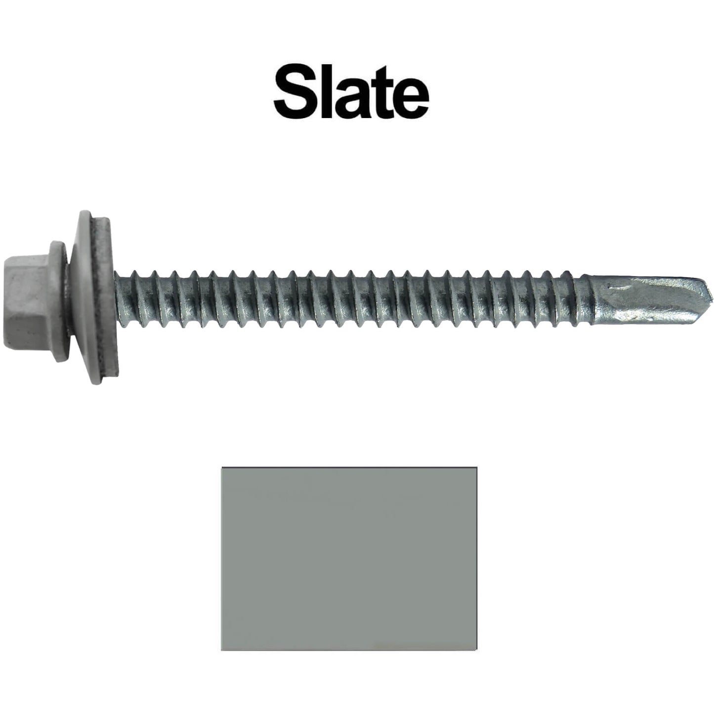 #12 X 3" Metal to Metal Type #3 Roofing Screws - Hex Washer Head - Self starting/self tapping - 5/8" EPDM washer. Colored head.